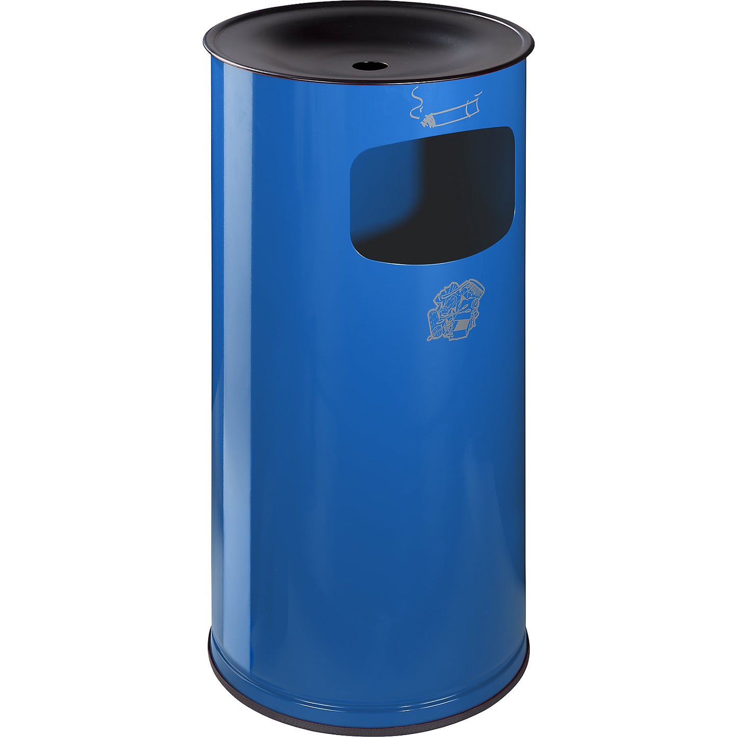 Safety combination ashtray, sheet steel, capacity 44 l, HxØ 710 x 355 mm, gentian blue.