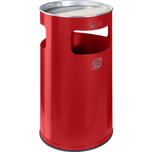 Combination ashtray, capacity 69 l, HxØ 760 x 420 mm, steel, flame red.