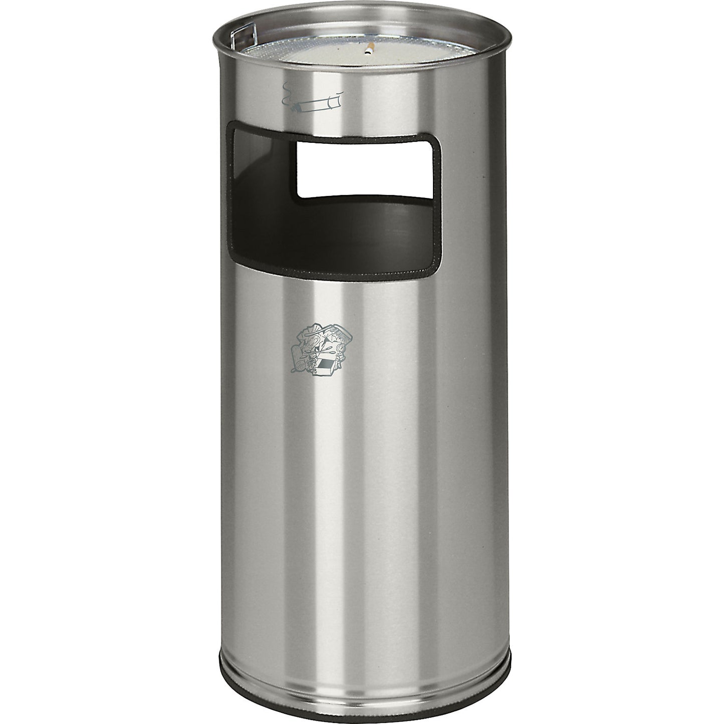 Combination ashtray, capacity 37 l, HxØ 700 x 320 mm, stainless steel, 2 access openings.