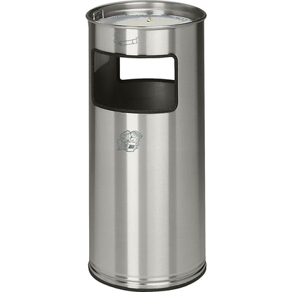 Combination ashtray, capacity 37 l, HxØ 700 x 320 mm, stainless steel, 2 access openings.