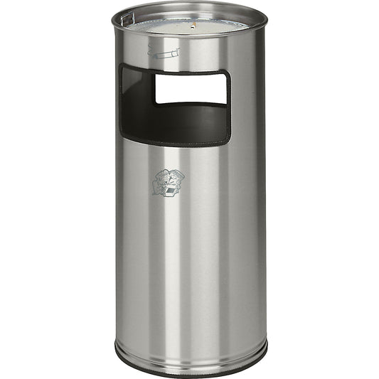 Combination ashtray, capacity 37 l, HxØ 700 x 320 mm, stainless steel, 2 access openings.