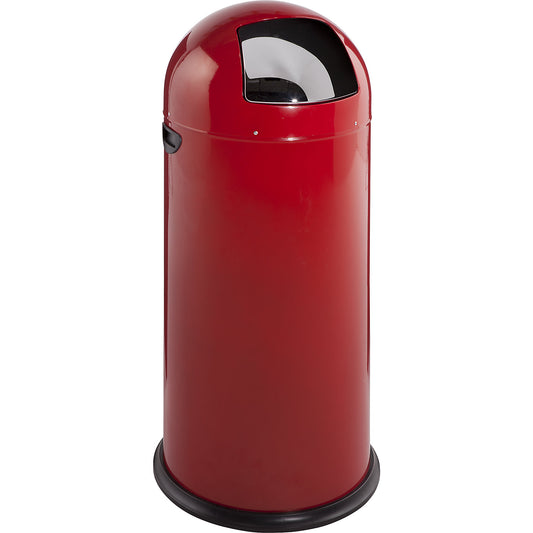 Push rubbish bin, steel, self-closing, flame red, 52 l, height 890 mm.