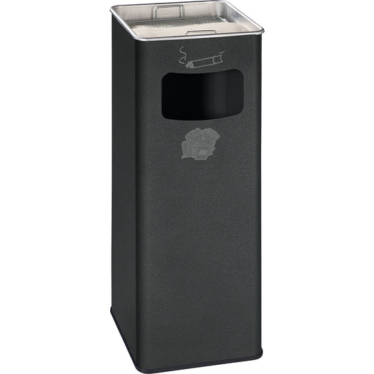 Combination ashtray, capacity 32 l, WxHxD 260 x 665 x 260 mm, steel, granite.