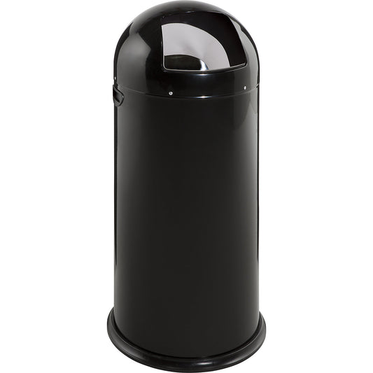 Push rubbish bin, steel, self-closing, jet black, 52 l, height 890 mm.
