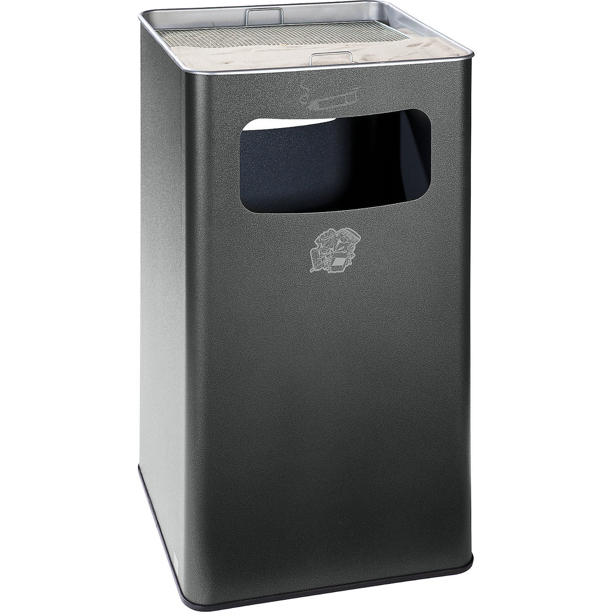 Combination ashtray, capacity 96 l, WxHxD 430 x 755 x 430 mm, steel, granite.