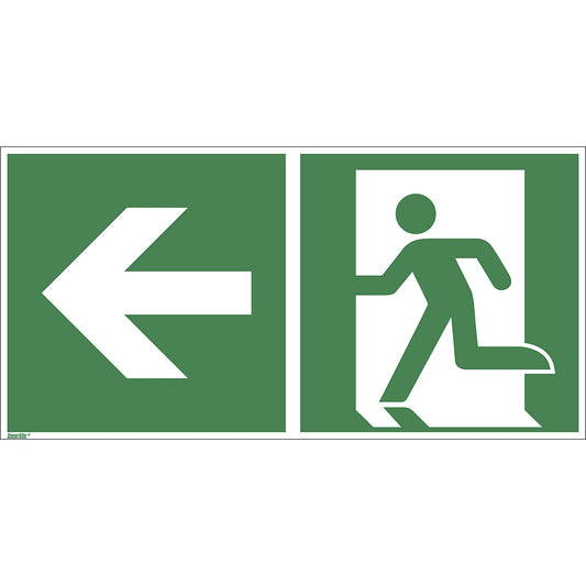 Emergency exit signs, left, pack of 10, aluminium, 400 x 200 mm.