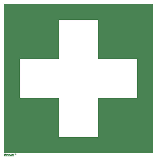 Emergency sign, first aid, pack of 10, aluminium, 200 x 200 mm.