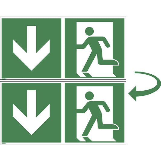 Emergency exit, double sided, plastic, pack of 10, 400 x 200 mm.
