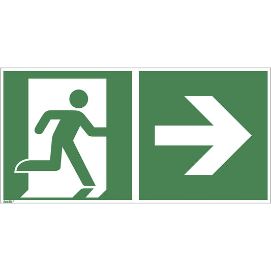 Emergency exit signs, right, pack of 10, aluminium, 400 x 200 mm.