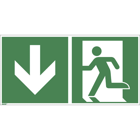Emergency exit signs, down, pack of 10, film, 300 x 150 mm.