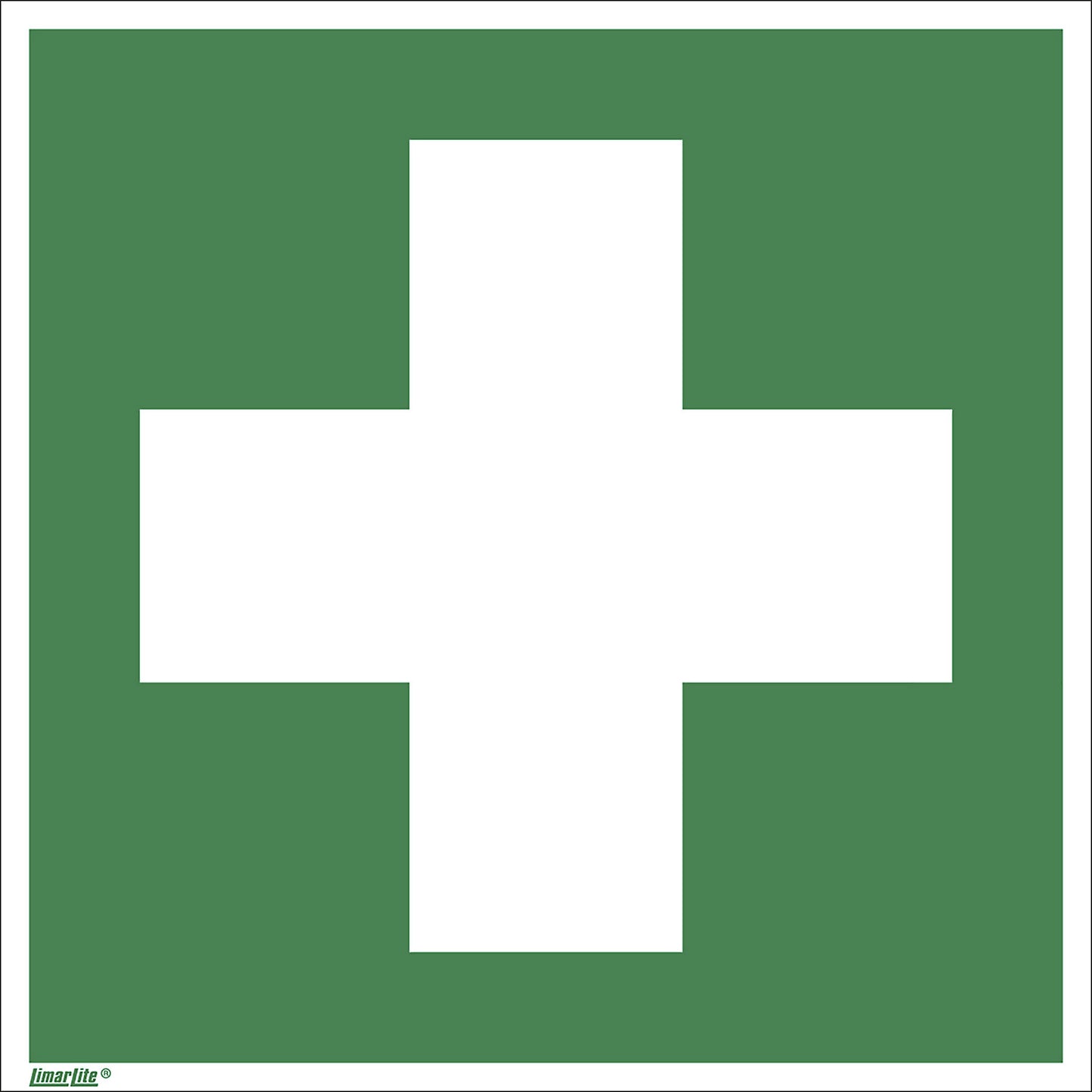 Emergency sign, first aid, pack of 10, plastic, 150 x 150 mm.