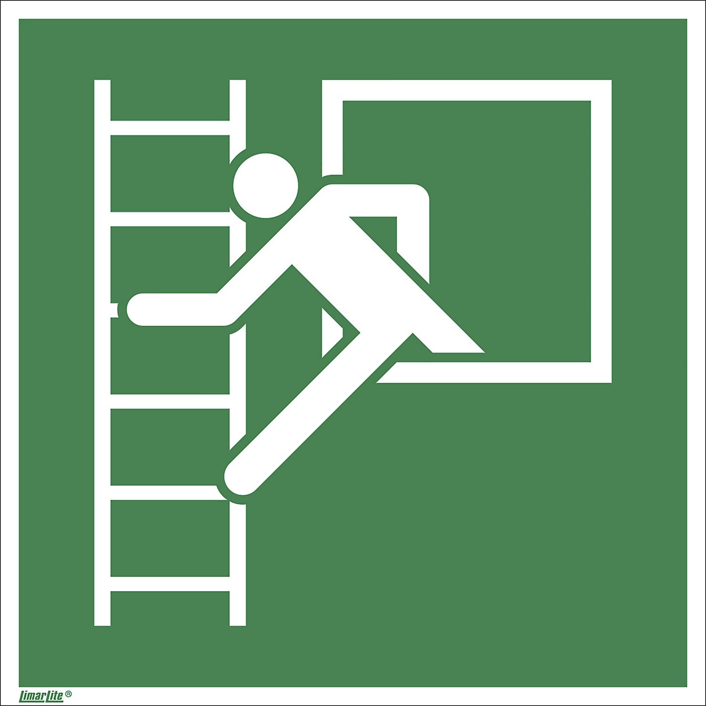 Emergency sign, emergency exit with escape ladder, pack of 10, plastic, 150 x 150 mm.