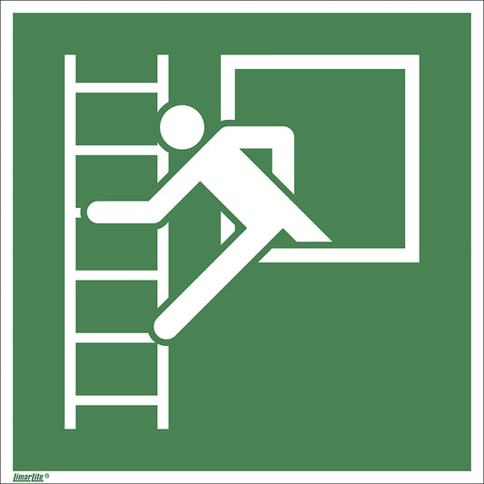 Emergency sign, emergency exit with escape ladder, pack of 10, plastic, 150 x 150 mm.