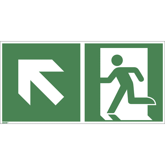 Emergency exit signs, left upwards, pack of 10, plastic, 300 x 150 mm.