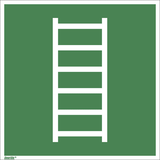 Emergency sign, fire escape ladder, pack of 10, plastic, 150 x 150 mm.