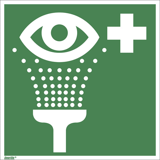 Emergency sign, eyewash station, pack of 10, film, 150 x 150 mm.