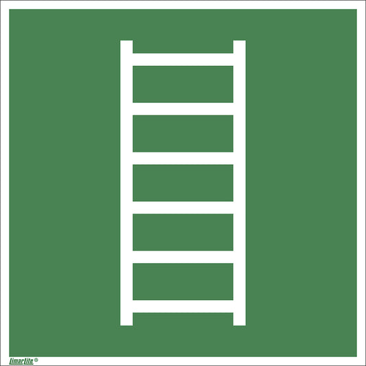 Emergency sign, fire escape ladder, pack of 10, plastic, 200 x 200 mm.