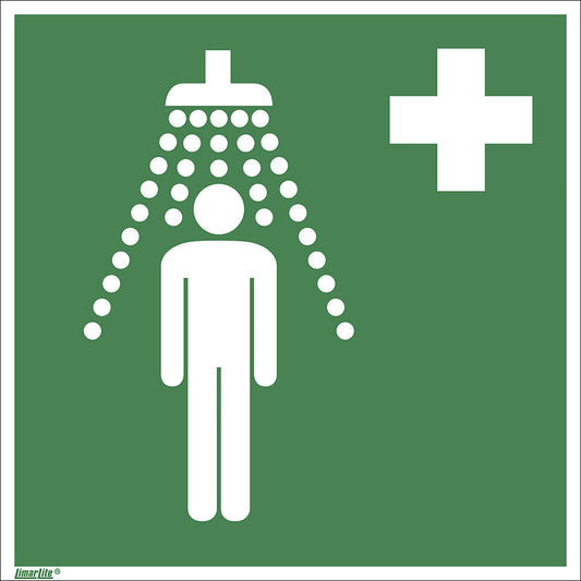 Emergency sign, safety shower, pack of 10, plastic, 200 x 200 mm.