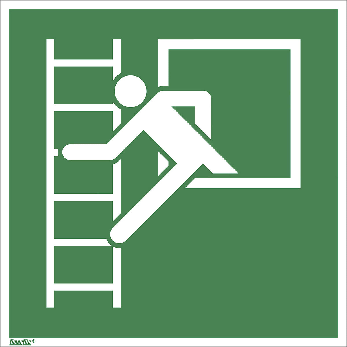 Emergency sign, emergency exit with escape ladder, pack of 10, film, 150 x 150 mm.