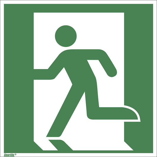 Emergency exit signs, left, only in combination with directional arrow, pack of 10, aluminium, 200 x 200 mm.