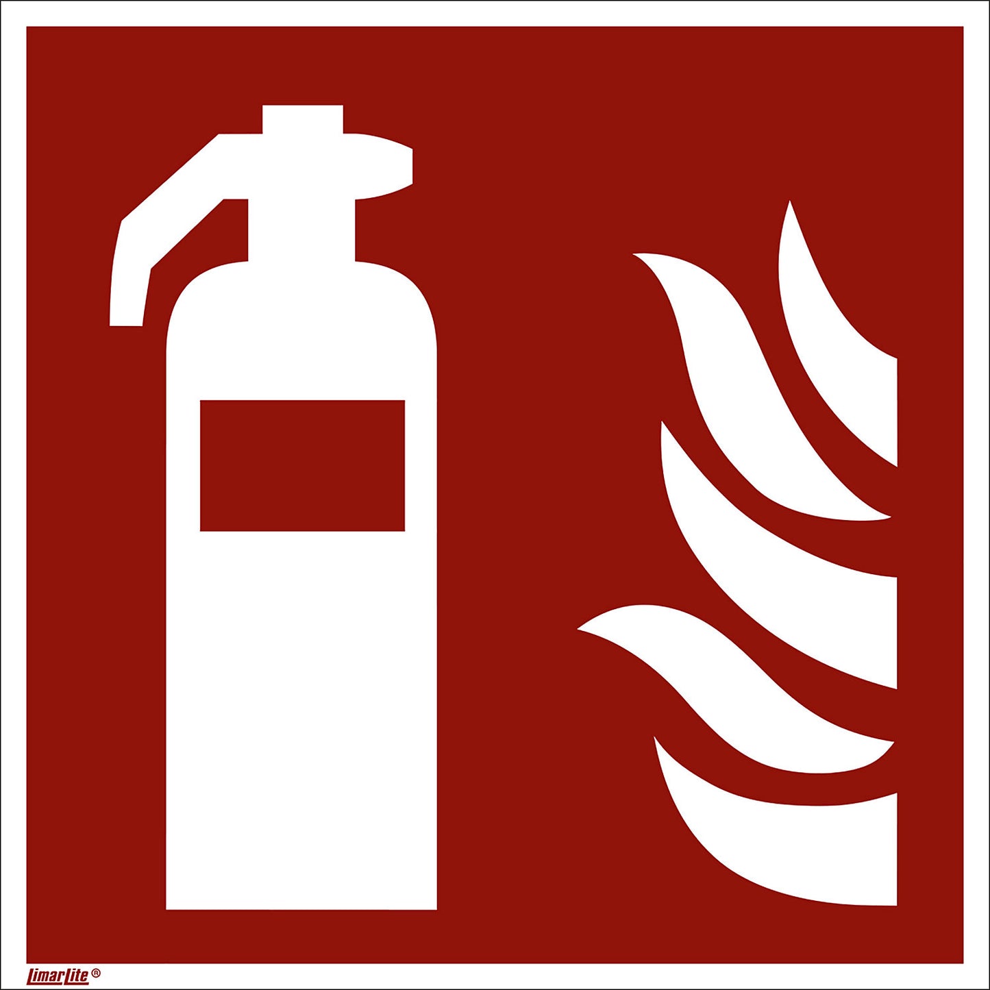 Fire protection sign, fire extinguisher, pack of 10, plastic, self adhesive, 150 x 150 mm.