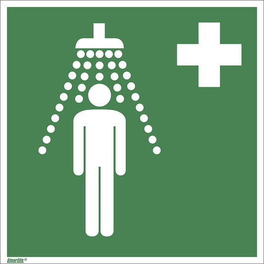 Emergency sign, safety shower, pack of 10, film, 150 x 150 mm.