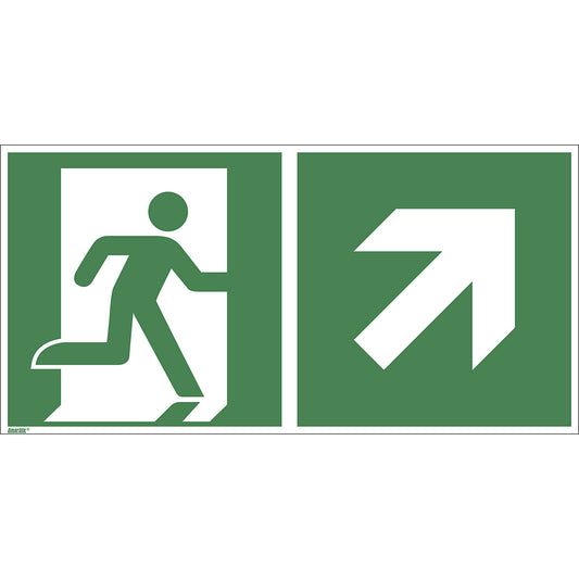 Emergency exit signs, right upwards, pack of 10, plastic, 300 x 150 mm.