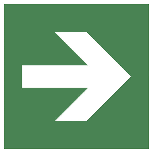 Emergency exit signs, arrow pointing straight ahead, only in combination with emergency sign, pack of 10, aluminium, 150 x 150 mm.