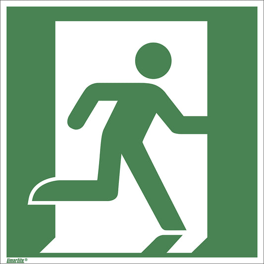 Emergency exit signs, right, only in combination with directional arrow, pack of 10, plastic, 200 x 200 mm.