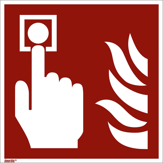 Fire protection sign, fire alarm call point, pack of 10, aluminium, 150 x 150 mm.