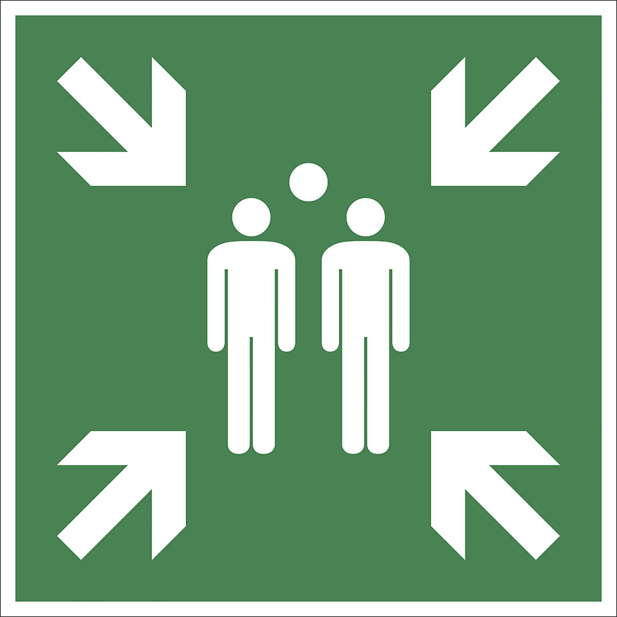 Emergency sign, assembly point, aluminium, 600 x 600 mm.