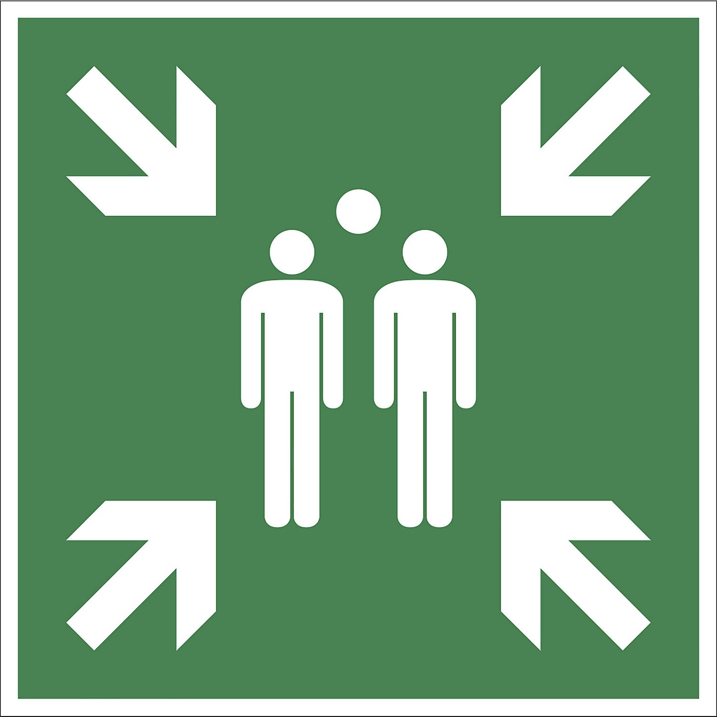 Emergency sign, assembly point, aluminium, 400 x 400 mm.