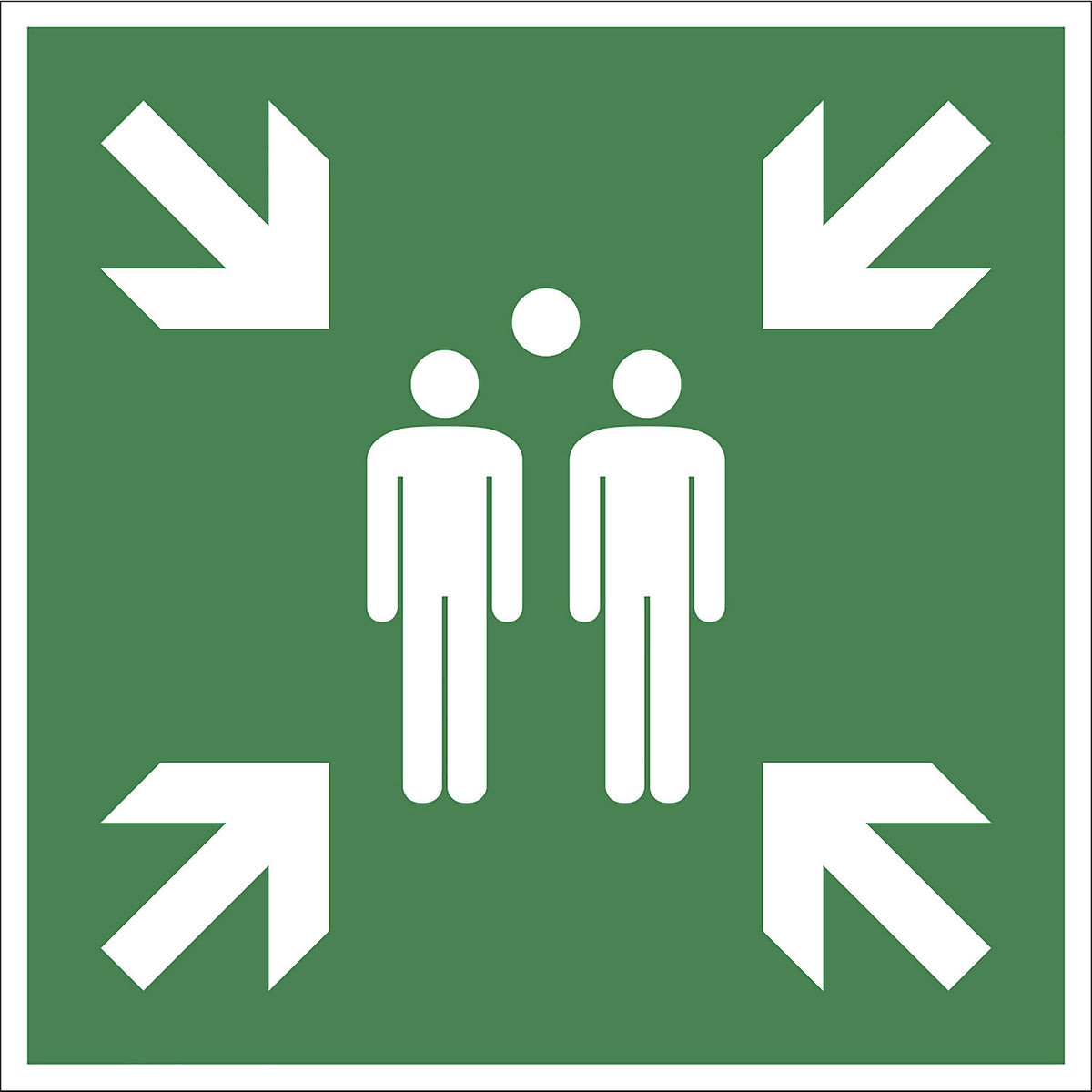 Emergency sign, assembly point, aluminium, 400 x 400 mm.
