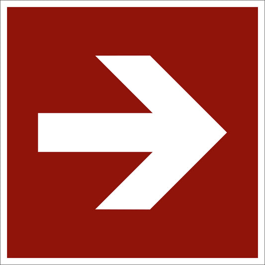 Fire protection sign, arrow pointing straight ahead, pack of 10, aluminium, 150 x 150 mm.