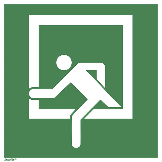 Emergency sign, emergency exit, pack of 10, plastic, 150 x 150 mm.