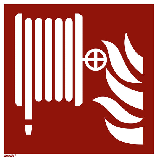 Fire protection sign, fire hose reel, pack of 10, aluminium, 150 x 150 mm.