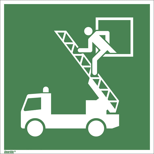Emergency sign, emergency exit with access to fire ladder, pack of 10, film, 150 x 150 mm.