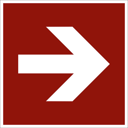 Fire protection sign, arrow pointing straight ahead, pack of 10, aluminium, 200 x 200 mm.