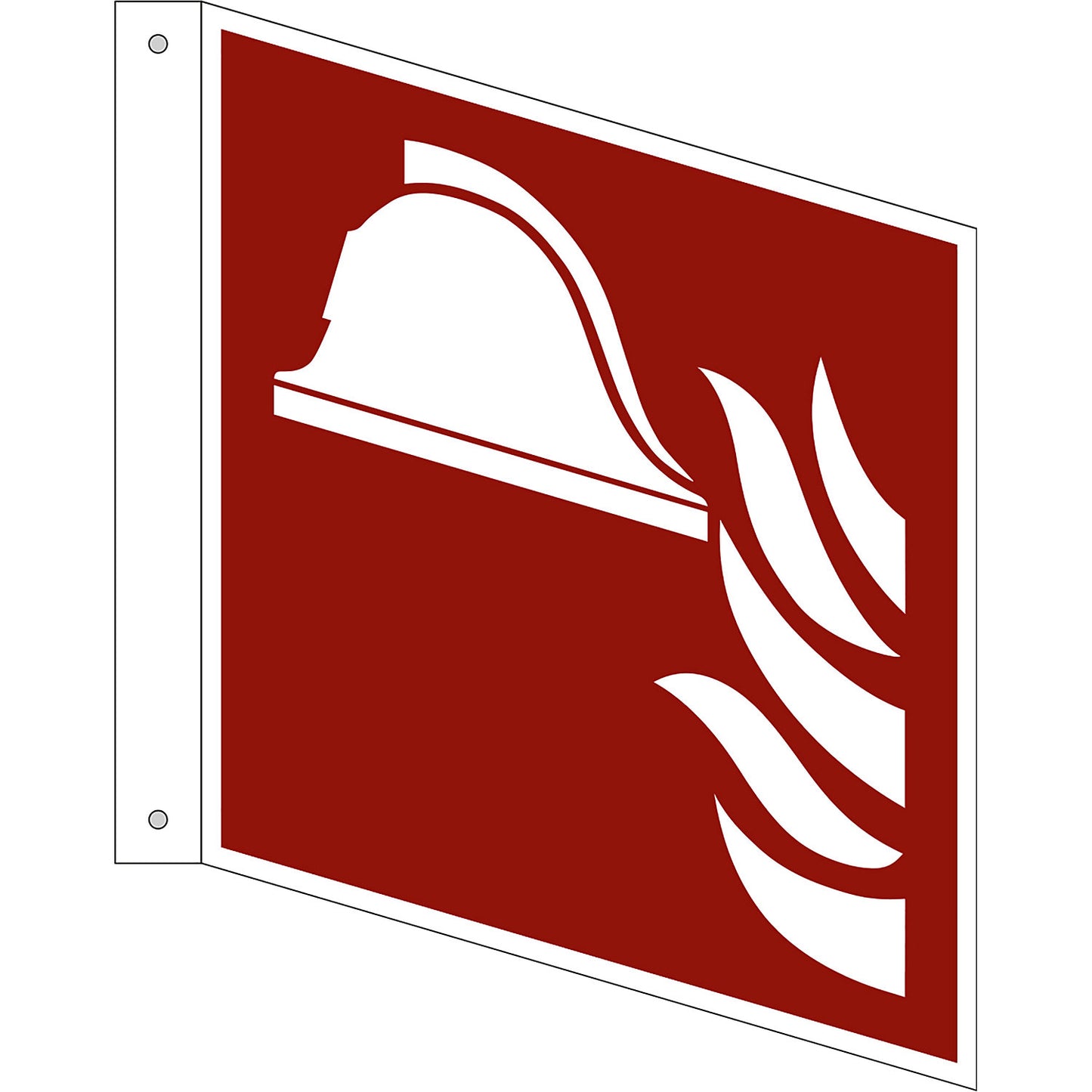 Fire protection sign, collection of fire fighting equipment, pack of 10, aluminium, L shaped sign, 200 x 200 mm.