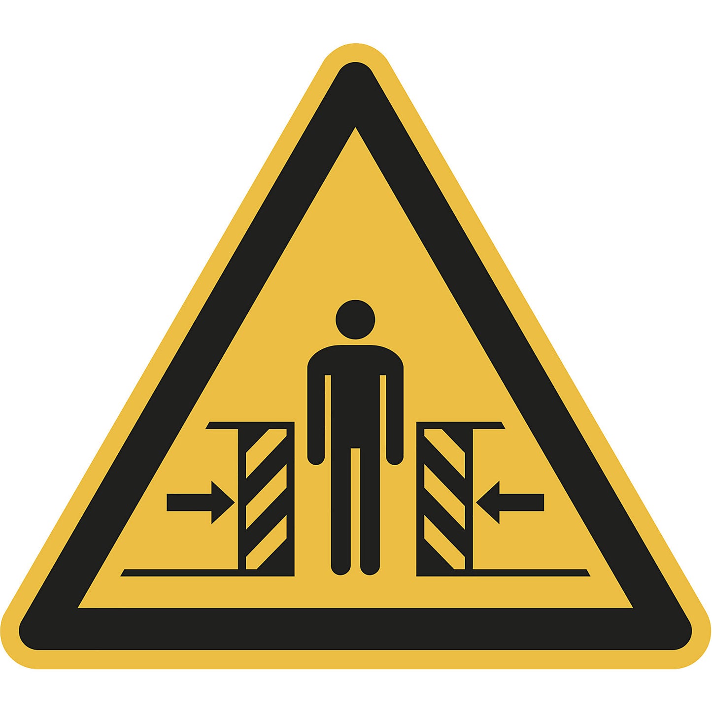 Hazard signs, hazard: crush injuries, pack of 10, plastic, leg length 200 mm.
