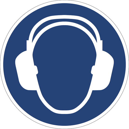 Mandatory signs, use ear protection, pack of 10, plastic, Ø 200 mm.