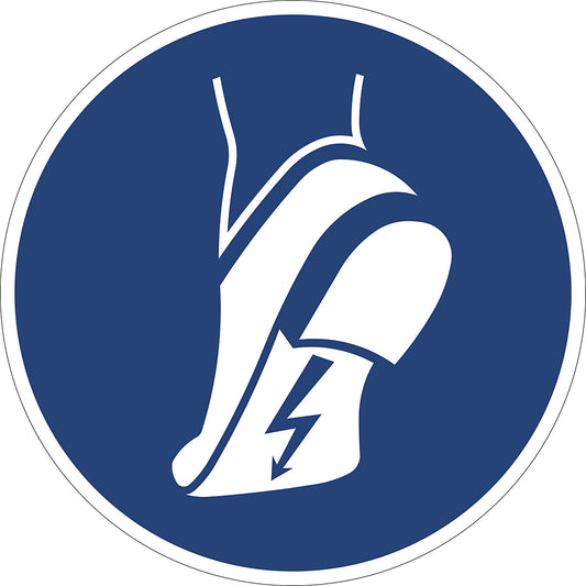 Mandatory signs, wear anti-static footwear, pack of 10, plastic, Ø 200 mm.