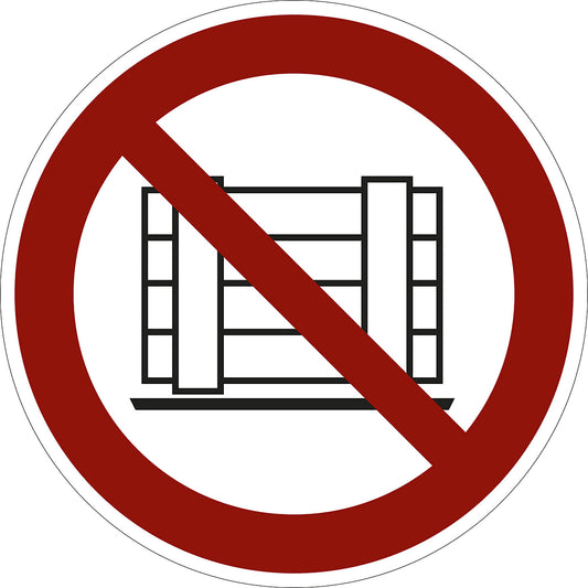 Prohibition sign, placing and storing items prohibited, pack of 10, film, Ø 100 mm.