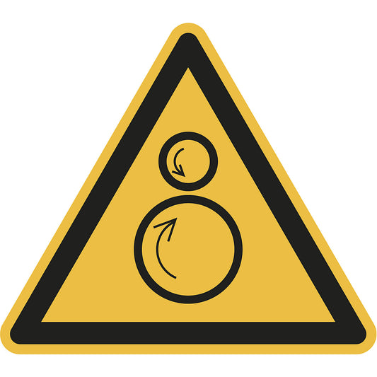 Hazard signs, hazard: counter rotating rollers, pack of 10, film, leg length 100 mm.