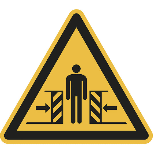 Hazard signs, hazard: crush injuries, pack of 10, film, leg length 200 mm.