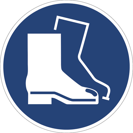 Mandatory signs, wear safety footwear, pack of 10, plastic, Ø 200 mm.