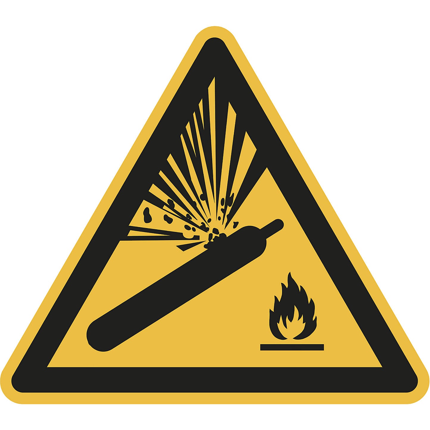 Hazard signs, hazard: gas cylinders, pack of 10, film, leg length 200 mm.