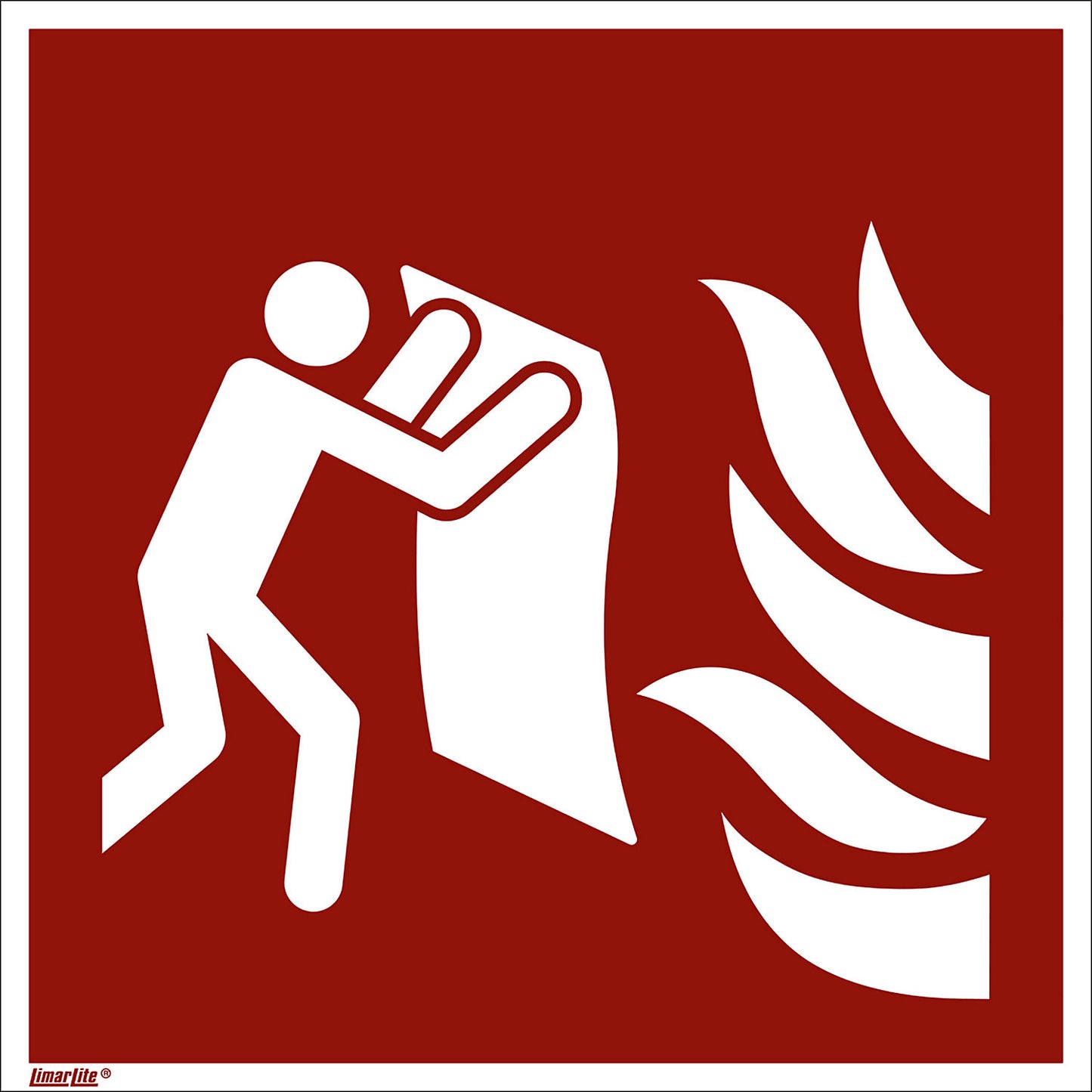 Fire protection sign, fire blanket, pack of 10, plastic, 150 x 150 mm.