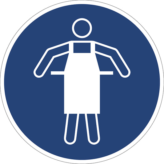 Mandatory signs, use protective apron, pack of 10, plastic, Ø 200 mm.