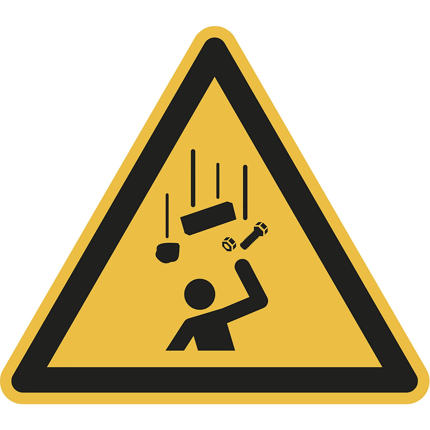 Hazard signs, hazard: falling objects, pack of 10, film, leg length 200 mm.